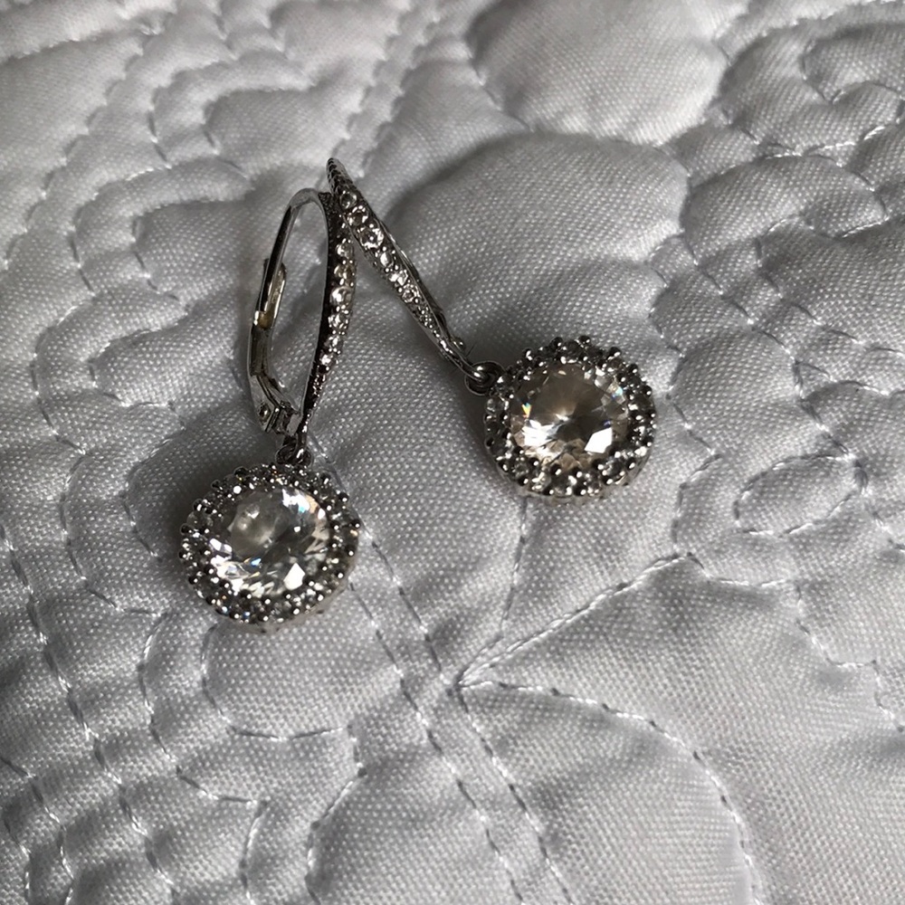 Round diamond style dangle earrings